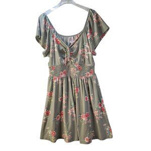 No Boundaries Juniors Smocked Waist Dress Relaxed Fit Sweetheart Neck Size L